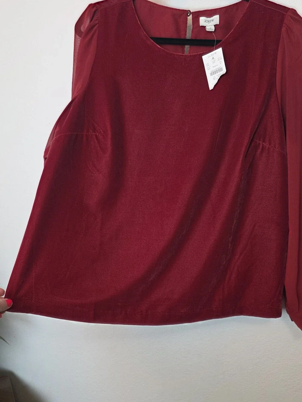 🚨NEW J CREW Velvet Puff-Sleeve Top Size 8 Holiday Festive Dressy Holiday 2025